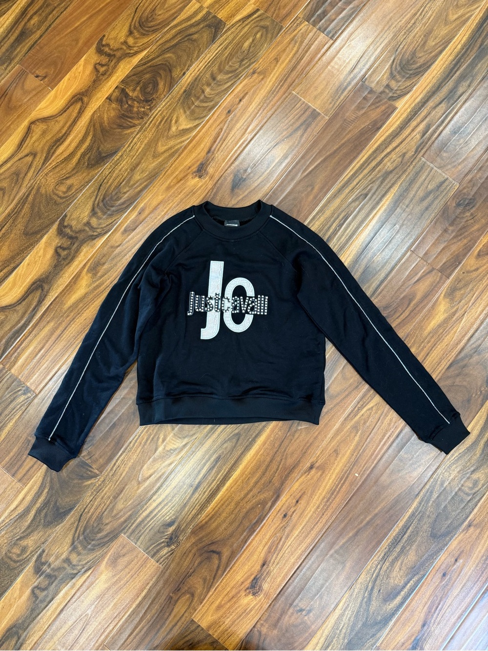 Just Cavalli Black Crewneck with Silver Logo